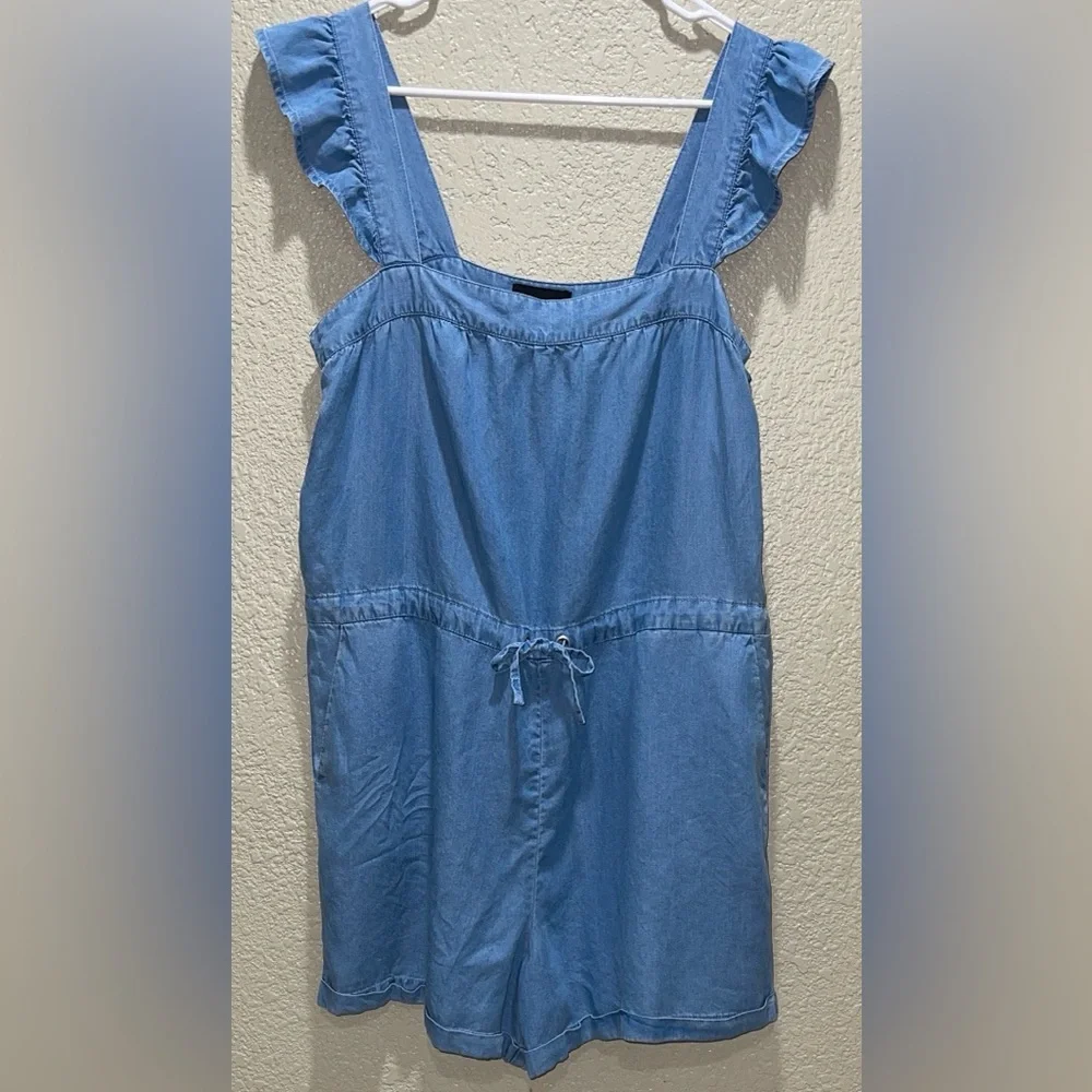 Vero Moda Blue Denim Ruffle Romper - Picture 3 of 8